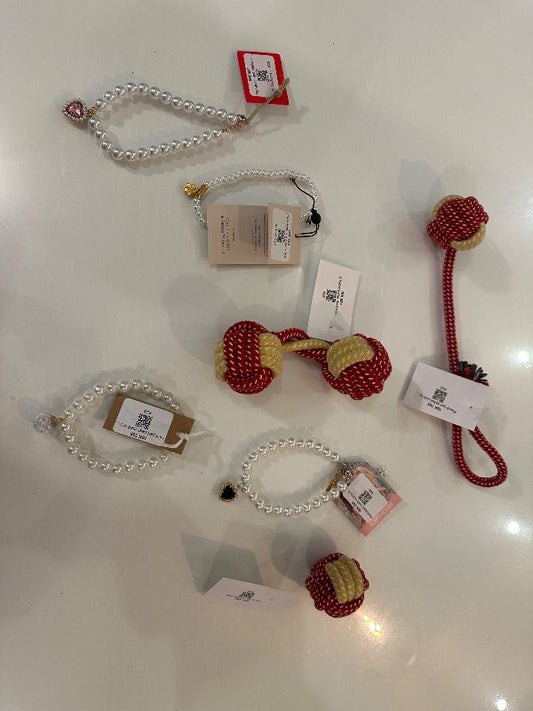 2 kaðal boltar með bandi rauð+gul