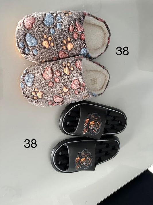 Svartir inniskór með langhundi 39