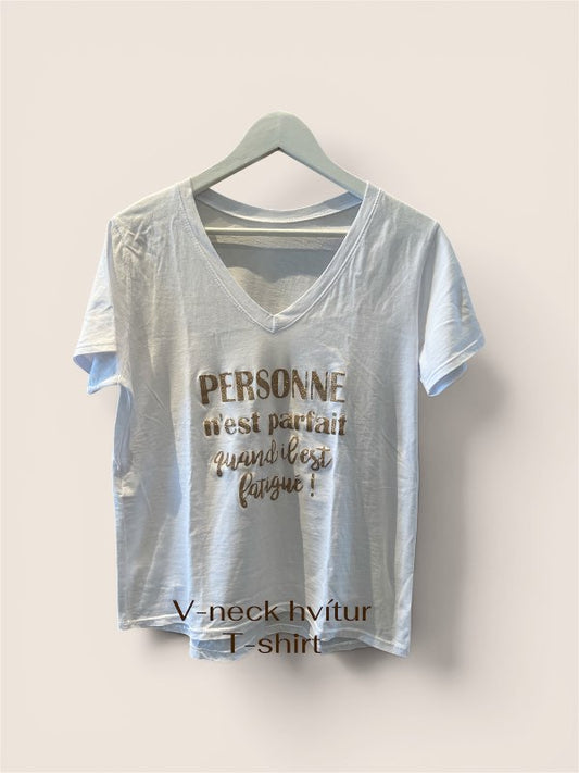 Hvítur t-shirt gyllt M