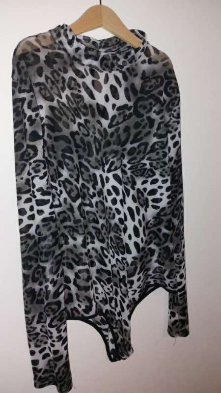 Samfella þunn gr/sv leopard