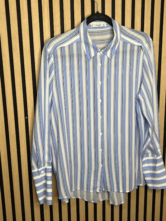 MANGO Skyrta rönd Bla/hv/sv