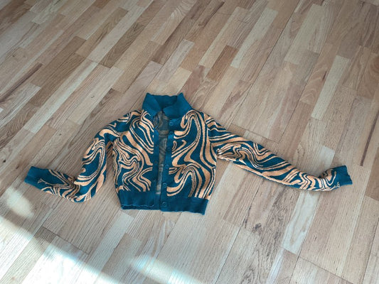 Græn/ appelsínugul peysa