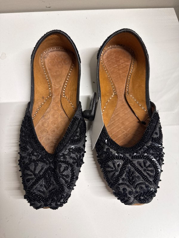 Leather black sequins shoes