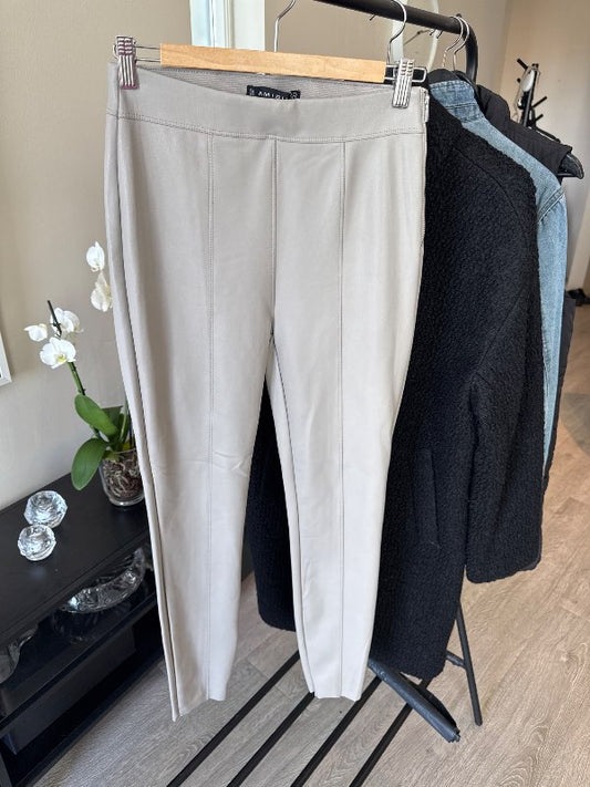 Pleður buxur ljósgráar stretch