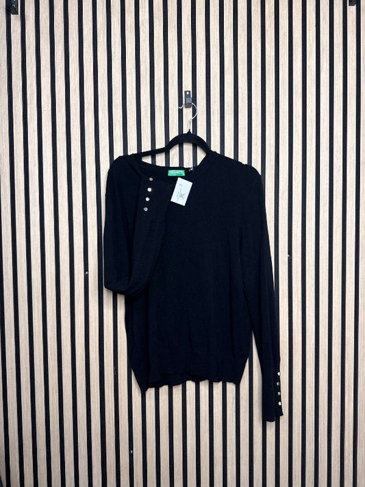 Benetton black sweater gold buttons