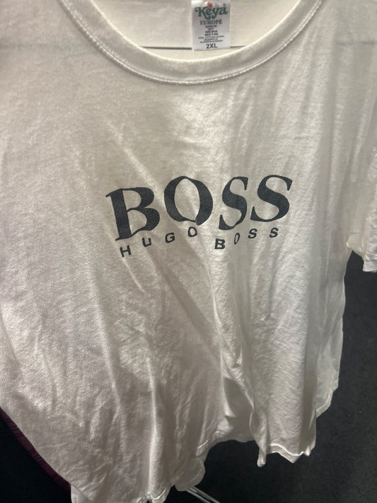 Boss stuttermabolur hvítur