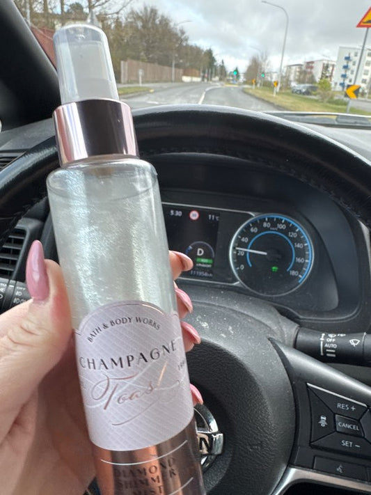 Champagne toast shimmer sprey