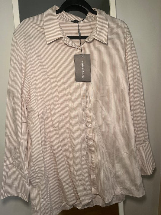 PLT beige röndótt skyrta